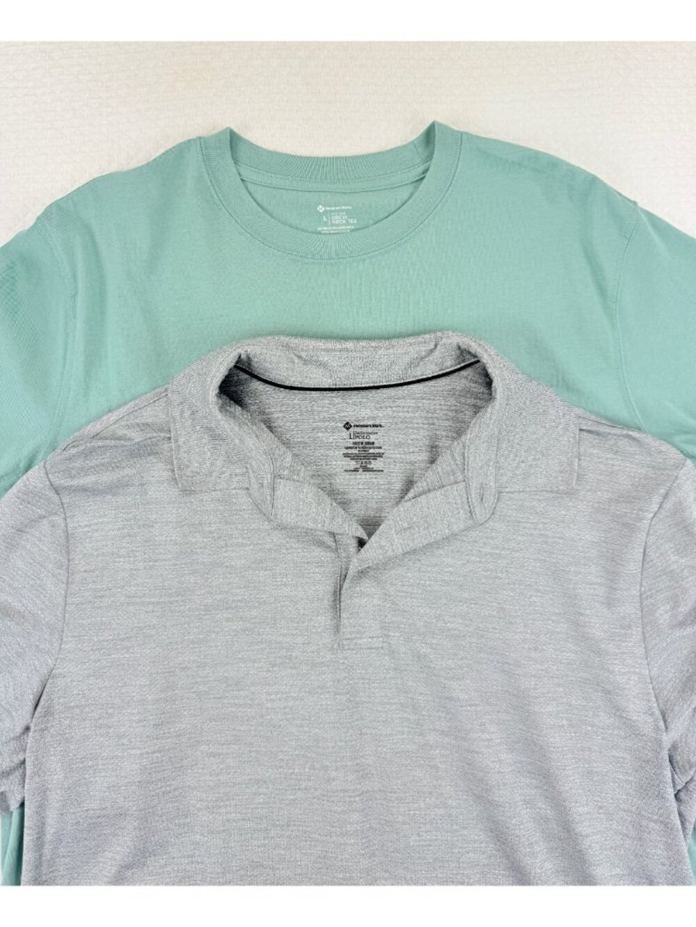 Lot of 2 Member's Mark Mens Large Performance Polo Golf Shirt  & Lightweight T